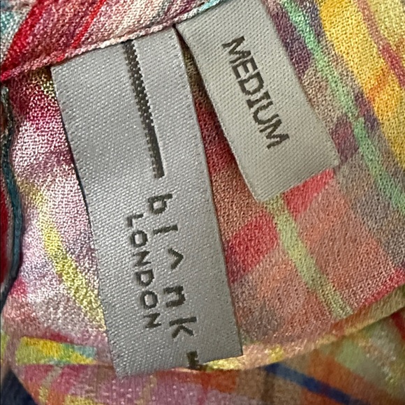 Anthropologie Bl-nk London Miranda Plaid Peasant Blouse Red Blue Medium Boho - Picture 11 of 12